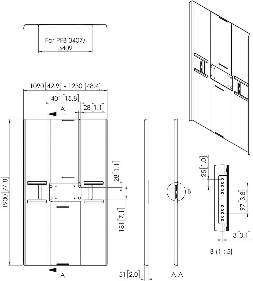 Rückwandabdeckung fDisplay PFA9164 sw