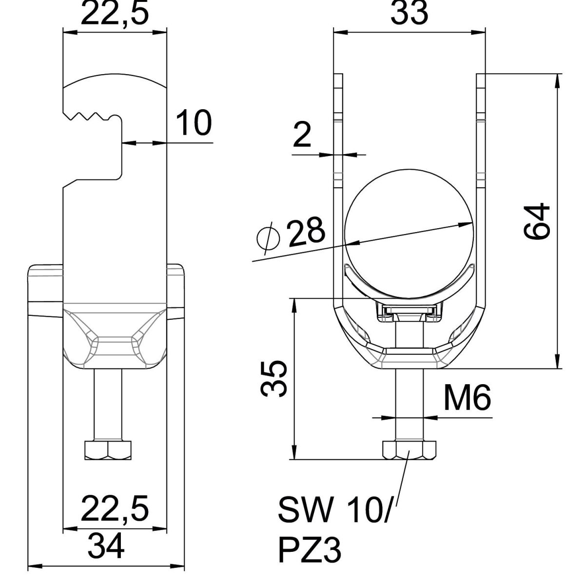 Bügelschelle BS-F1-K-28 A2