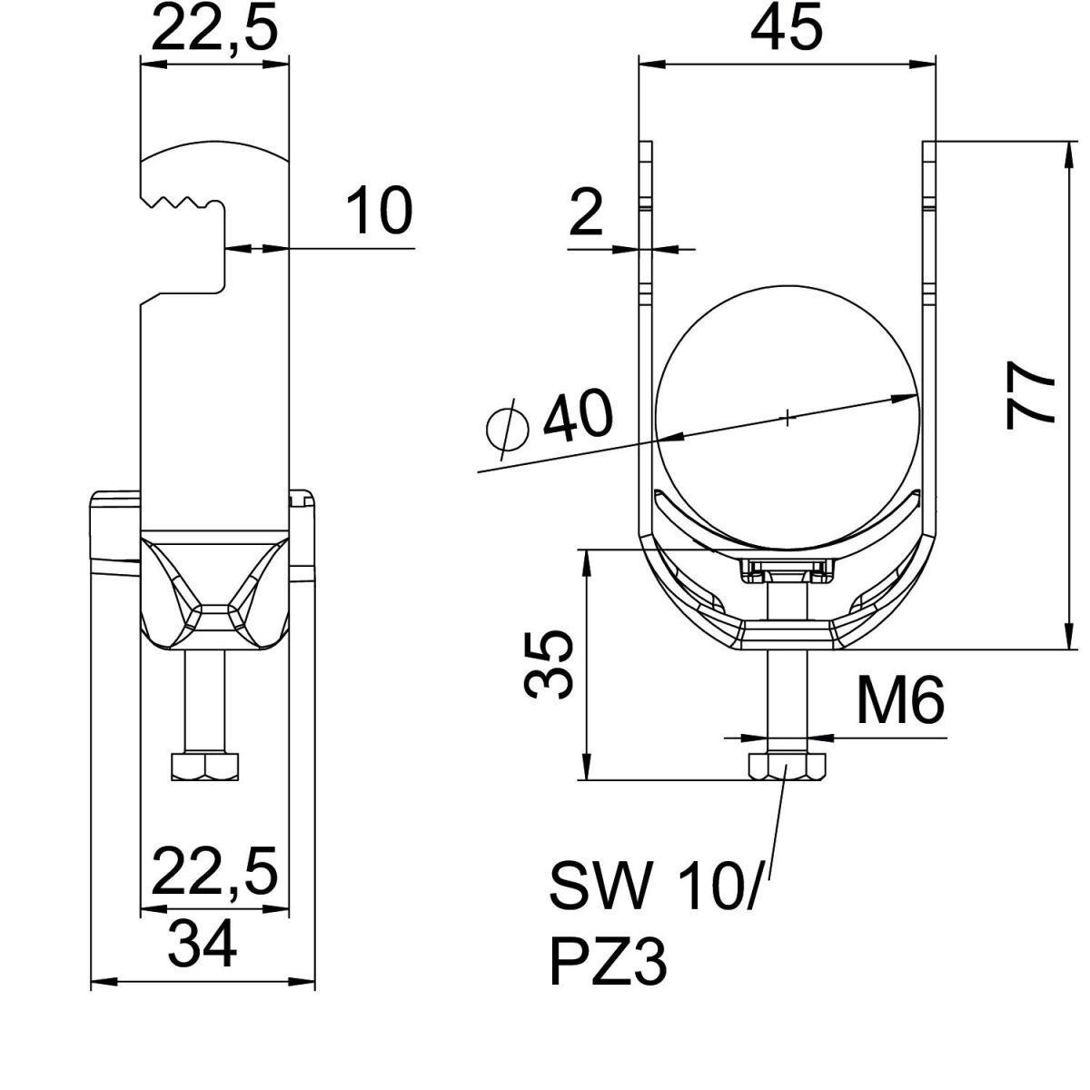 Bügelschelle BS-F1-K-40 ALU