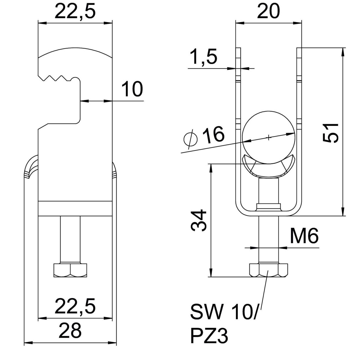 Bügelschelle BS-F1-M-16 A2