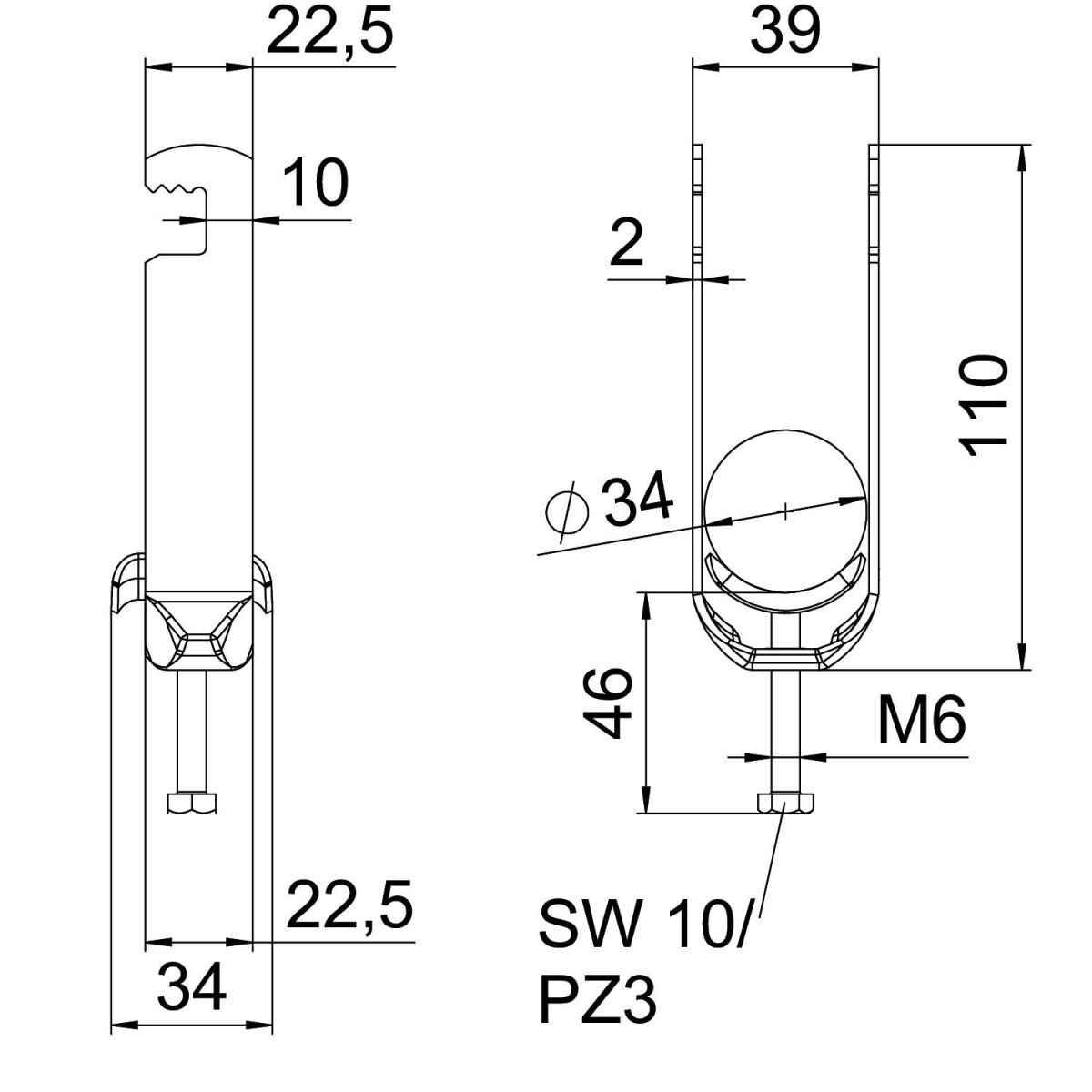 Bügelschelle BS-F2-M-34 FT