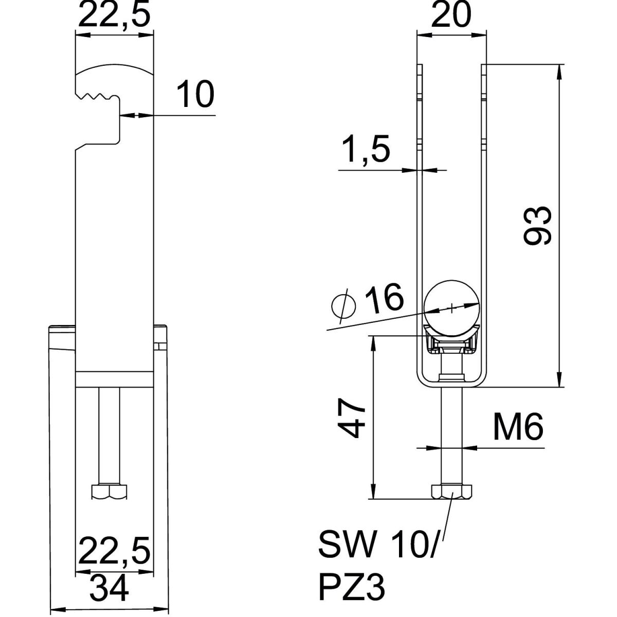 Bügelschelle BS-F3-K-16 FT