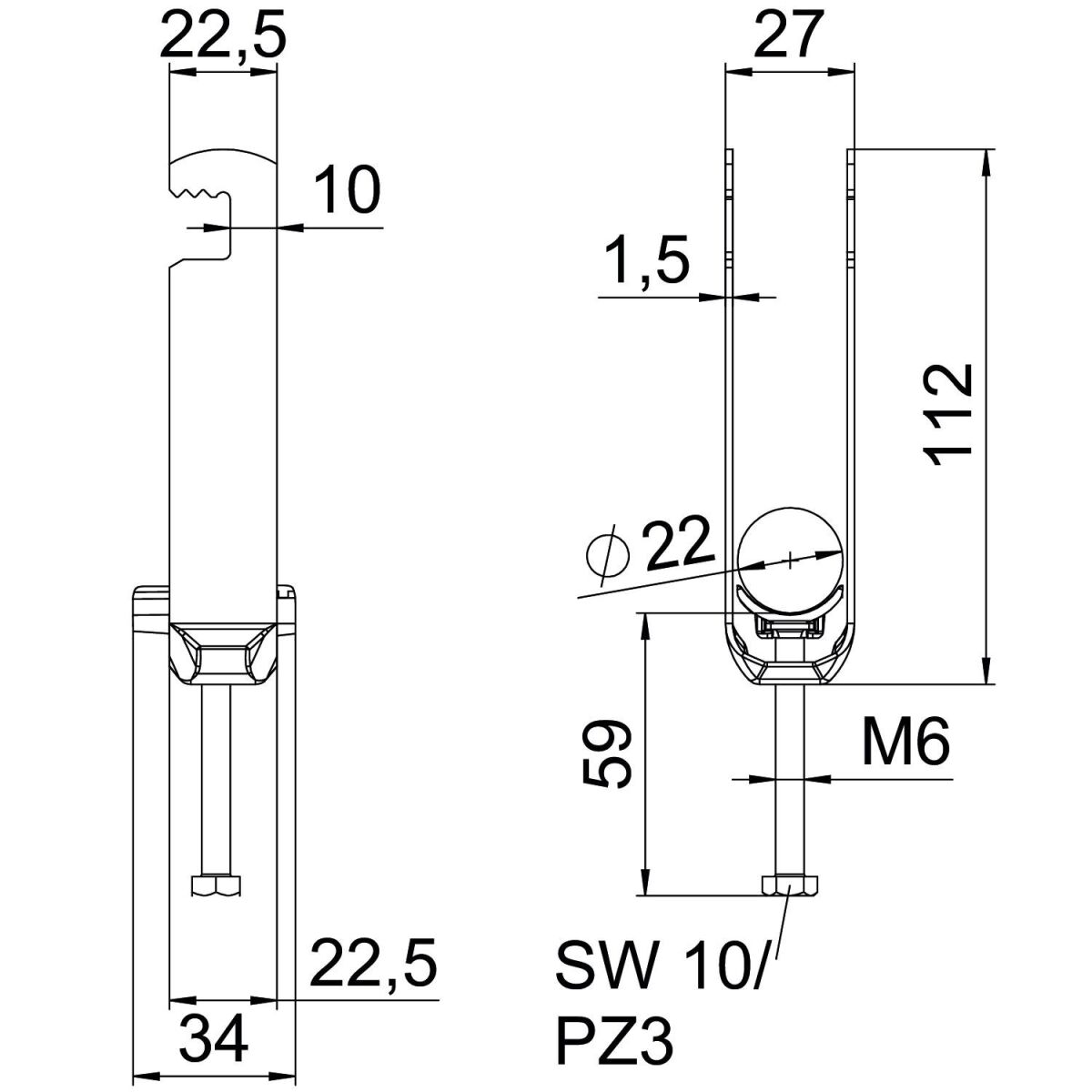 Bügelschelle BS-F3-K-22 FT