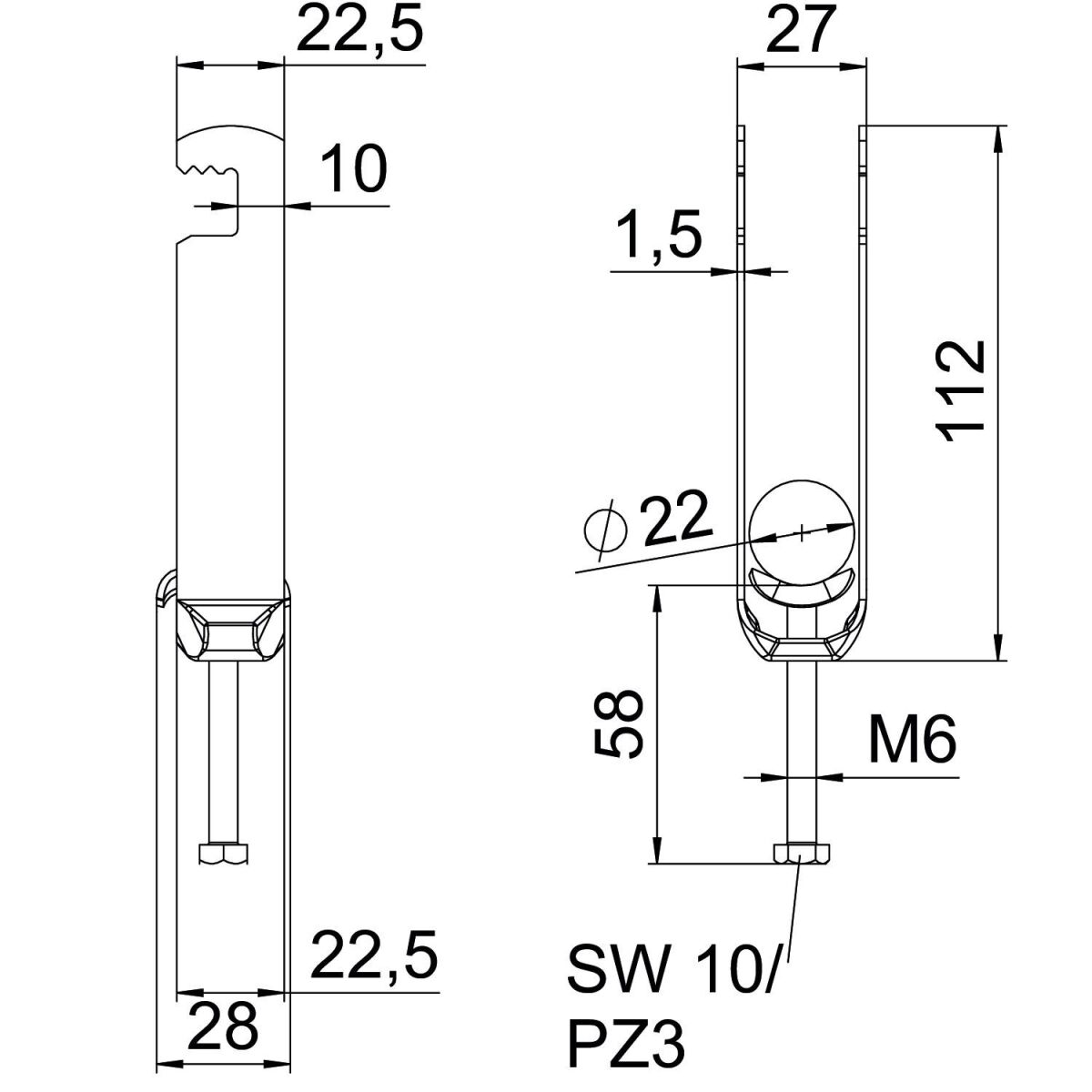 Bügelschelle BS-F3-M-22 FT