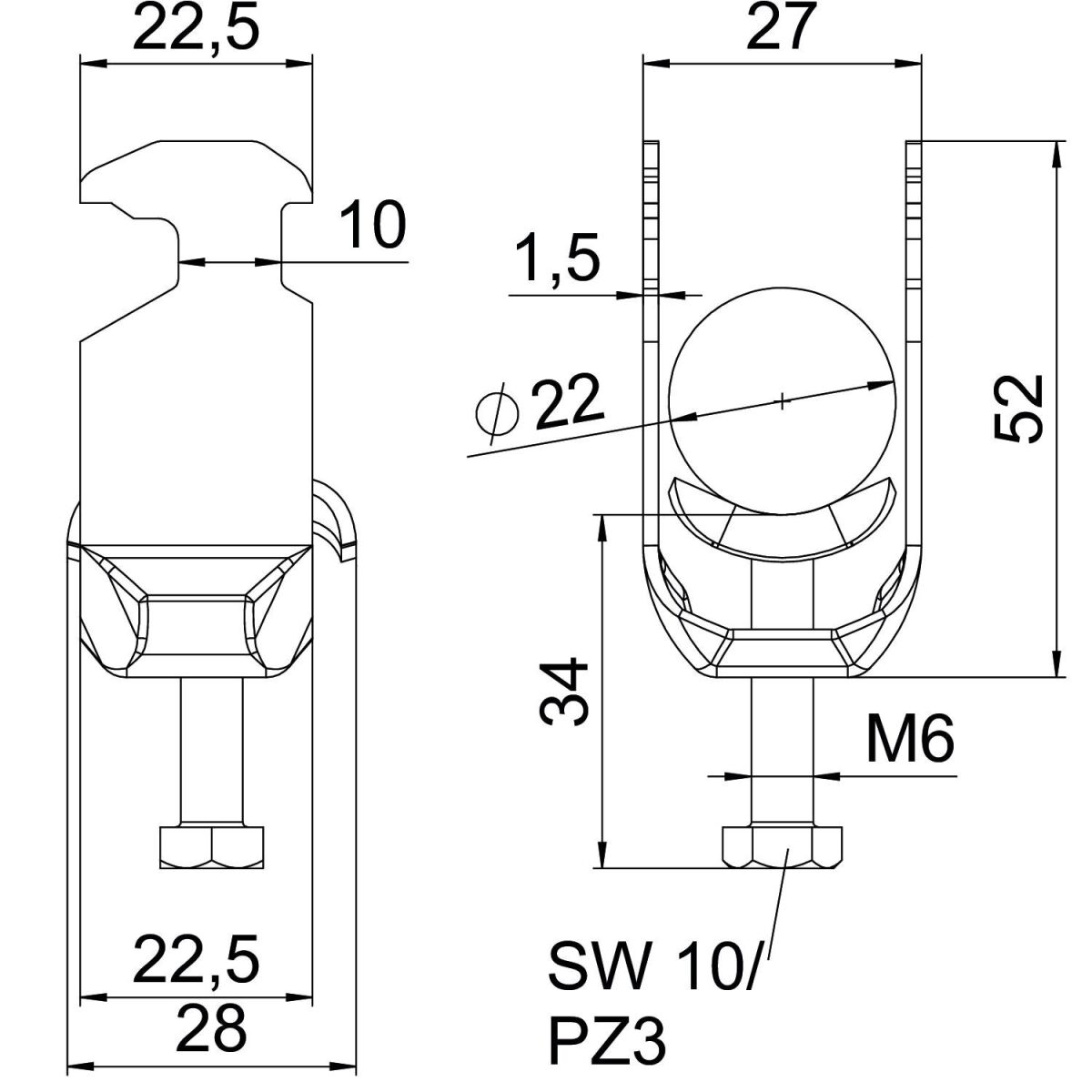Bügelschelle BS-H1-M-22 A4