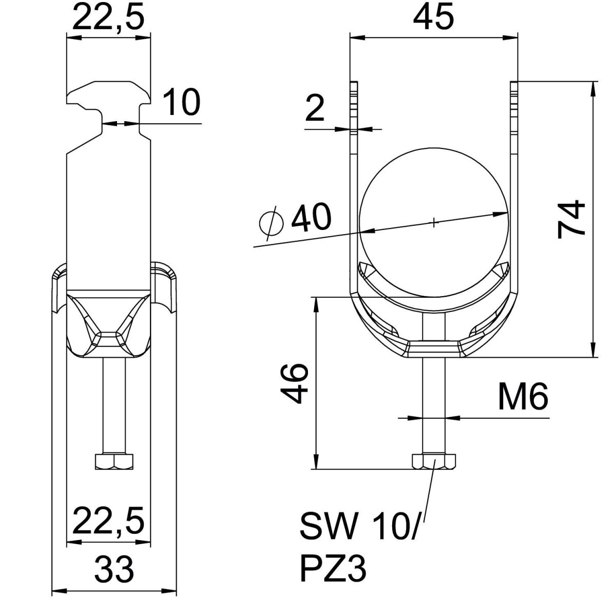 Bügelschelle BS-H1-M-40 A4