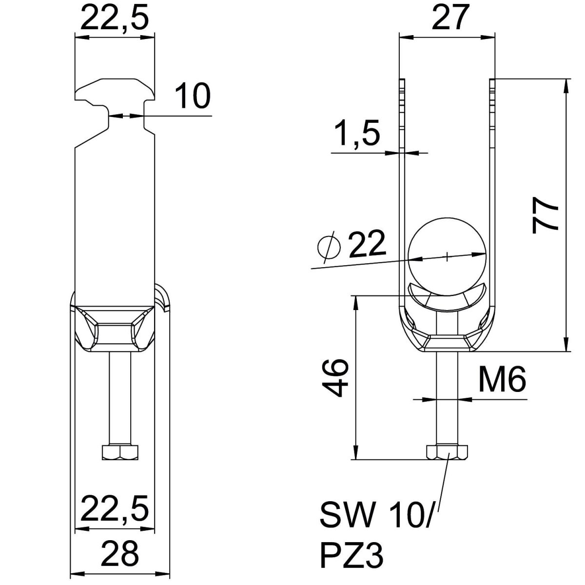 Bügelschelle BS-H2-M-22 A2