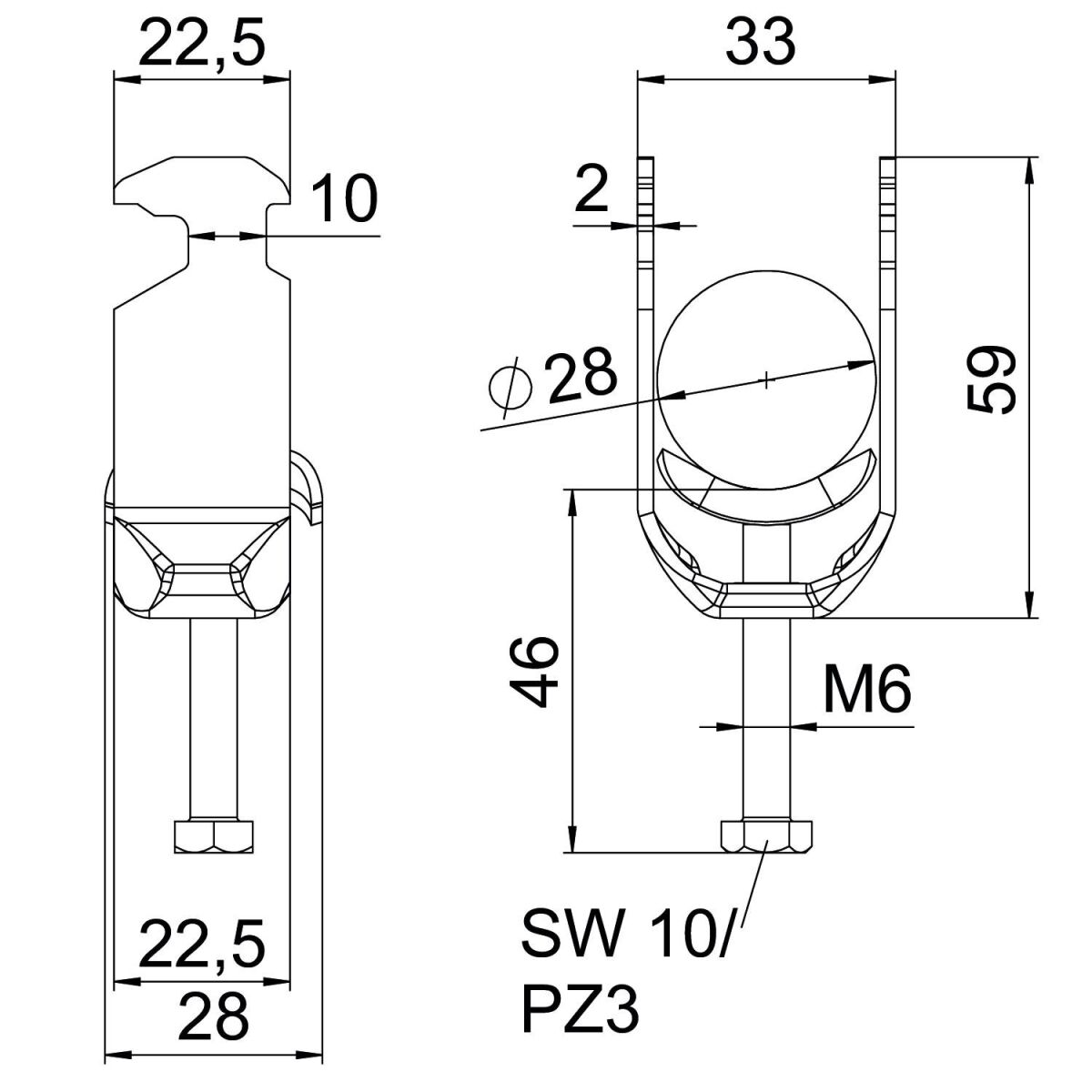 Bügelschelle BS-H2-M-28 A2