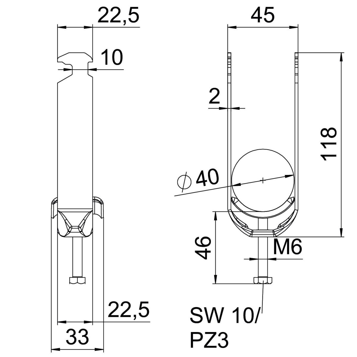 Bügelschelle BS-H2-M-40 A2