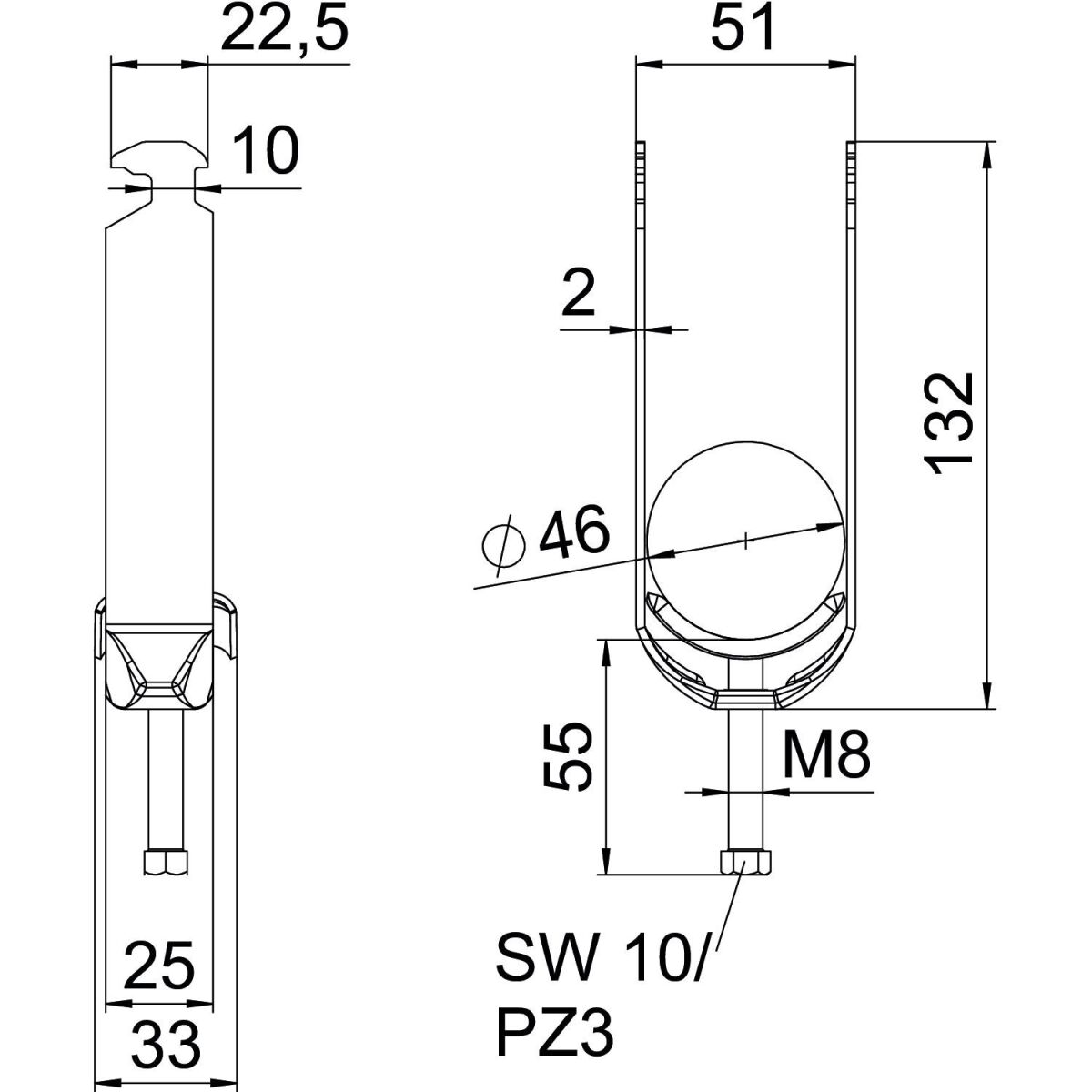 Bügelschelle BS-H2-M-46 A2