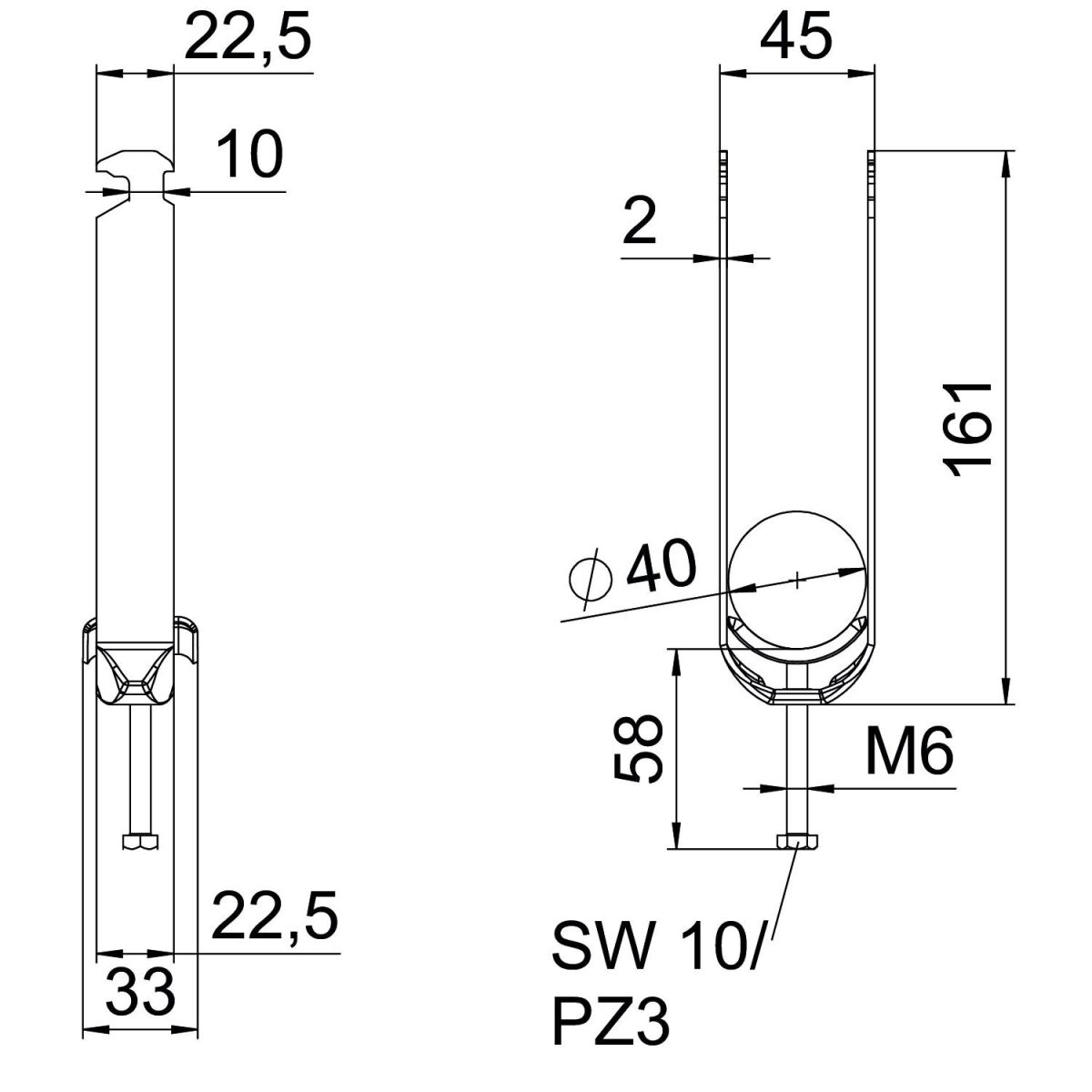 Bügelschelle BS-H3-M-40 FT