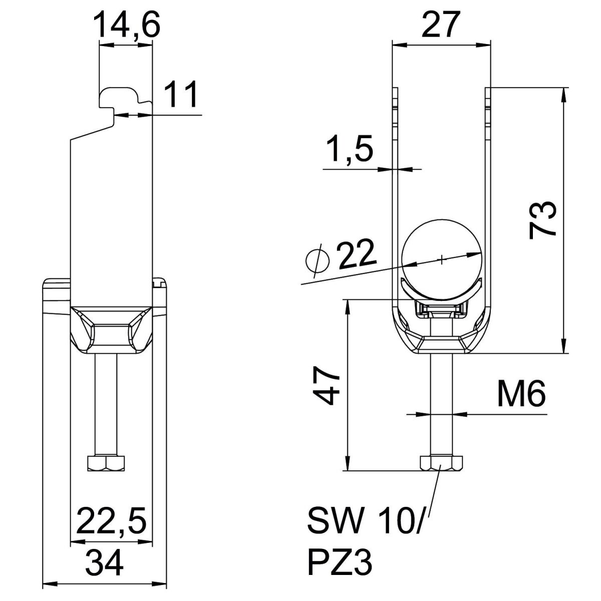 Bügelschelle BS-N2-K-22 FT