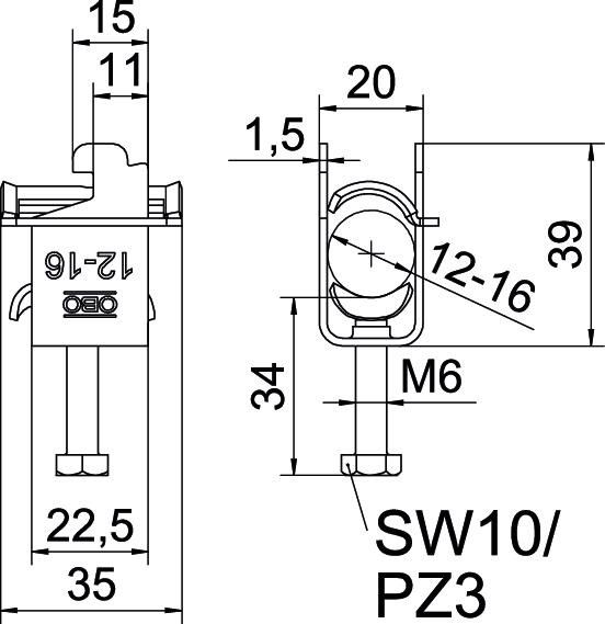 Bügelschelle BS-SAS-M-16 A2