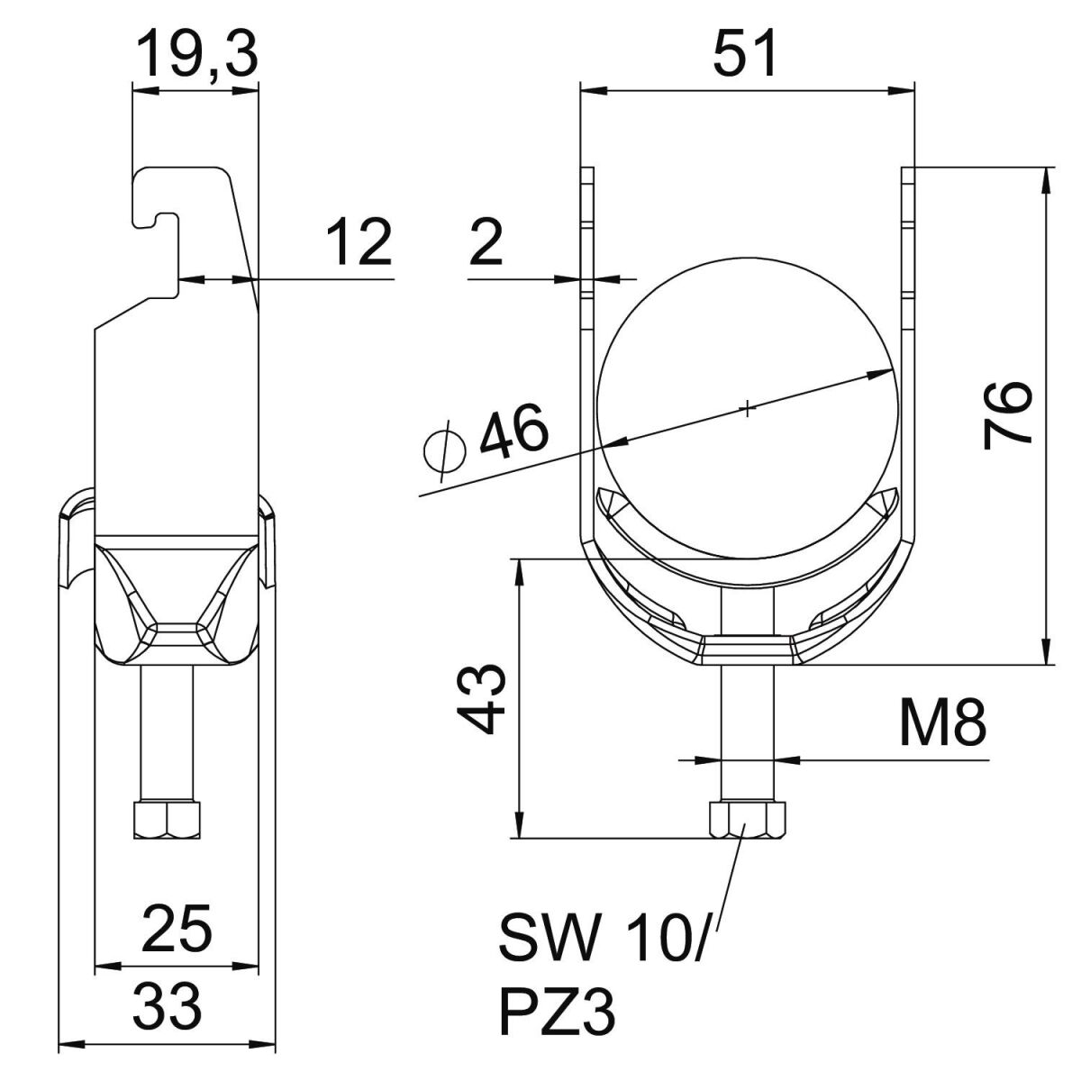 Bügelschelle BS-U1-M-46 A2