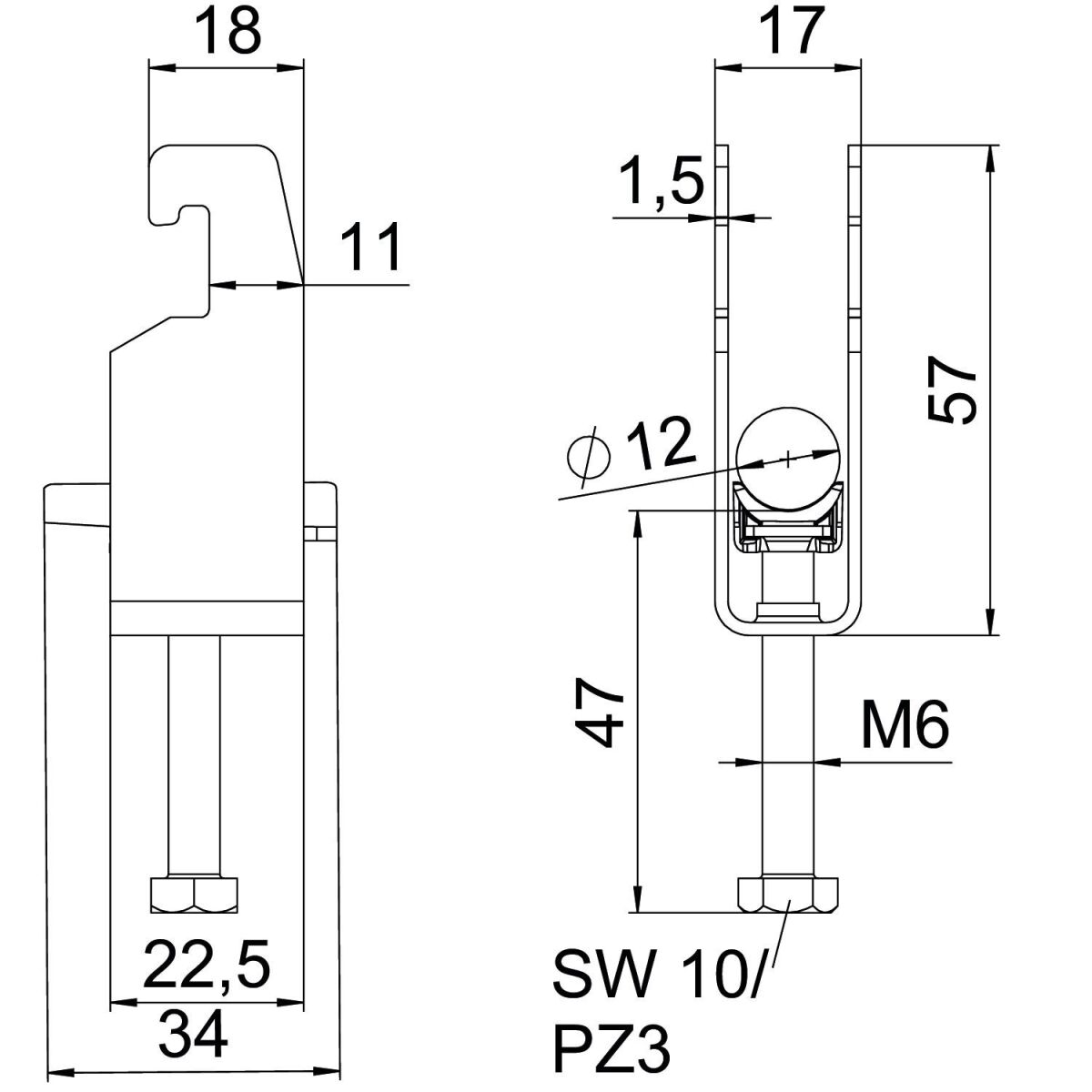 Bügelschelle BS-U2-K-12 ALU