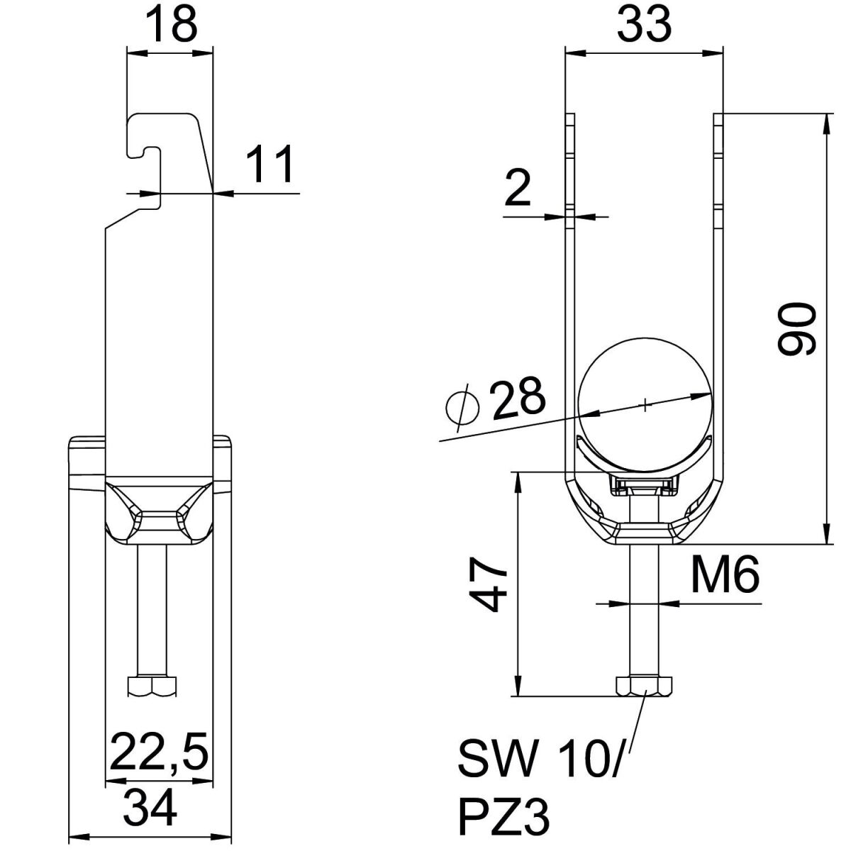 Bügelschelle BS-U2-K-28 ALU