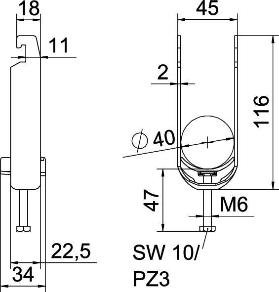 Bügelschelle BS-U2-K-40 FT