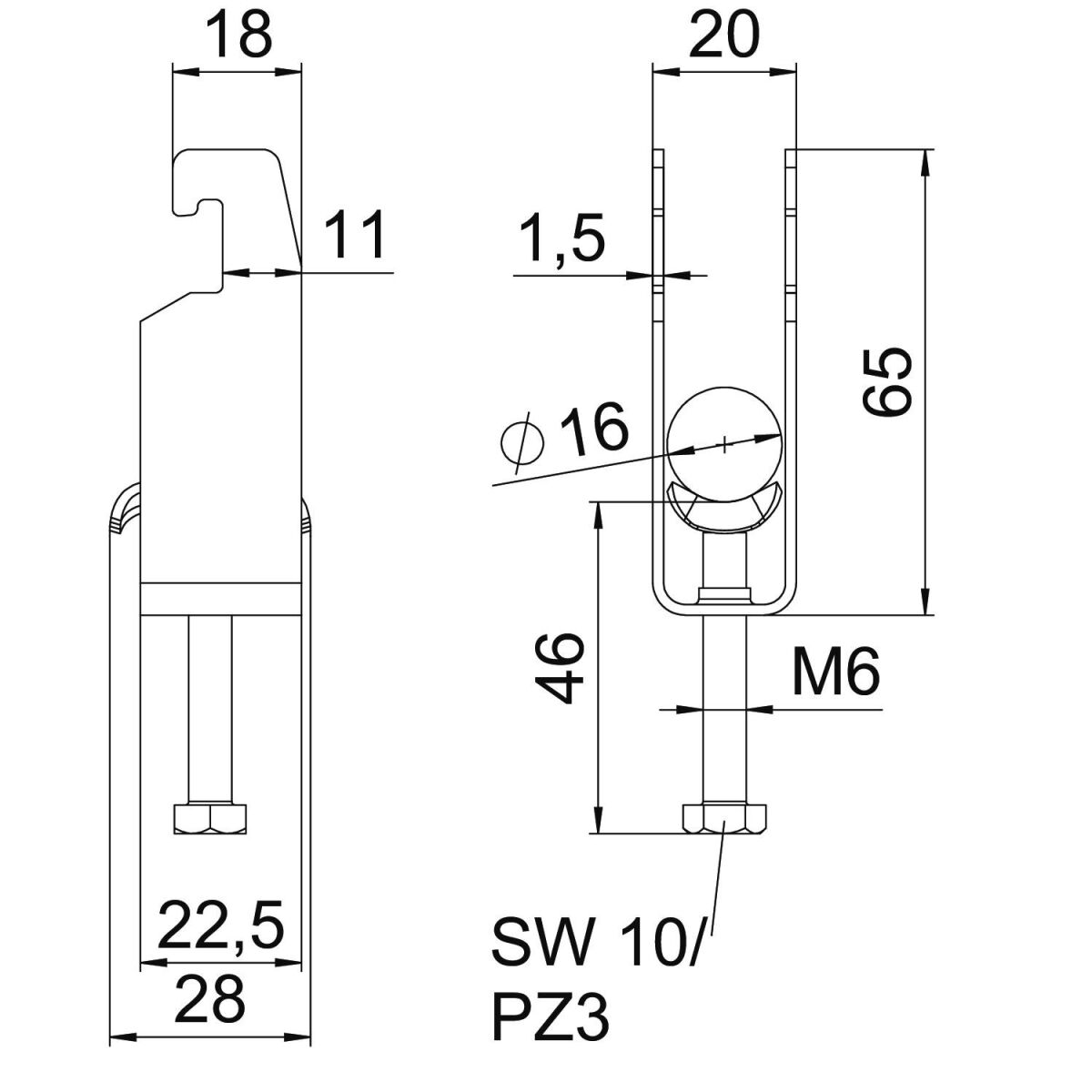 Bügelschelle BS-U2-M-16 FT