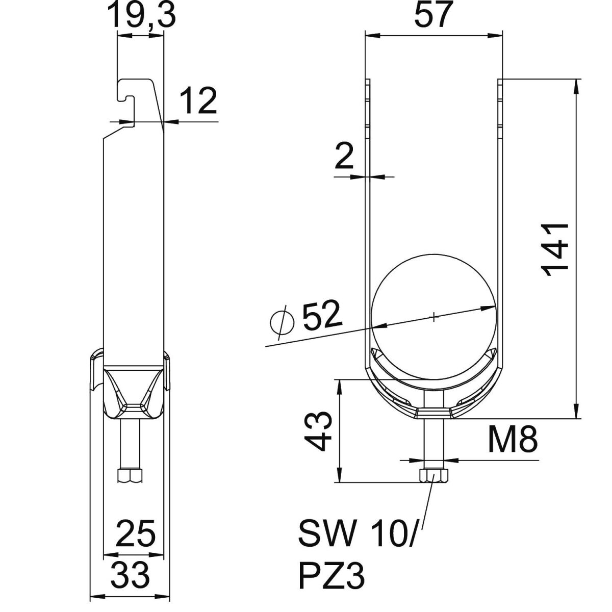 Bügelschelle BS-U2-M-52 FT