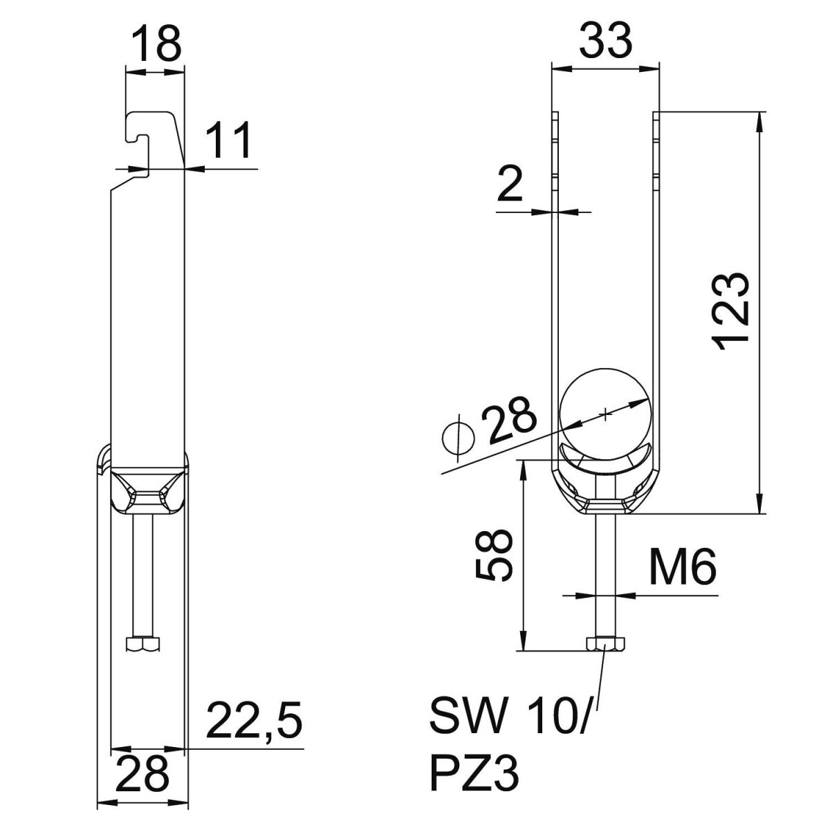 Bügelschelle BS-U3-M-28 FT