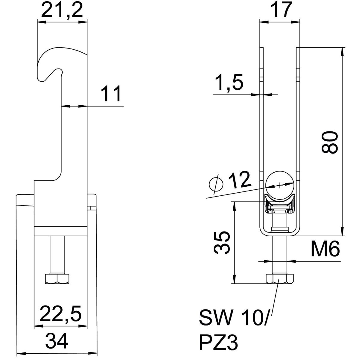 Bügelschelle BS-W1-K-12 ALU