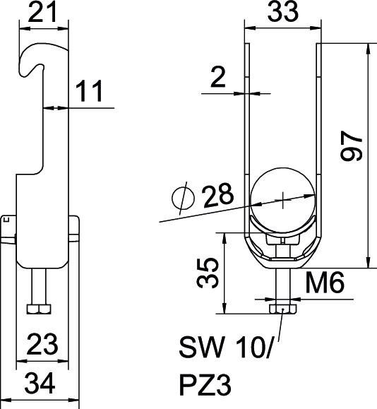 Bügelschelle BS-W1-K-28 ALU