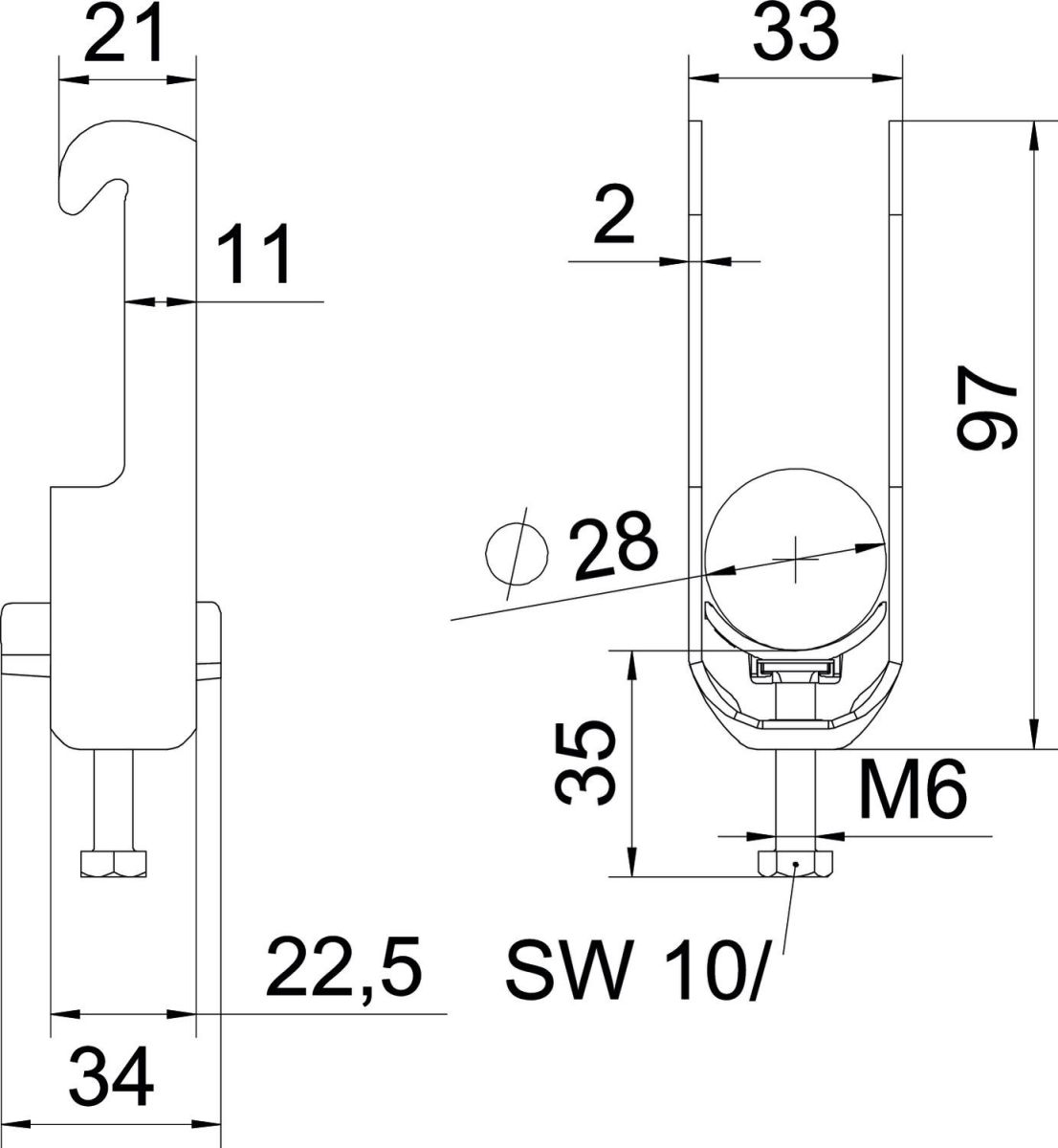 Bügelschelle BS-W1-K-28 ALU