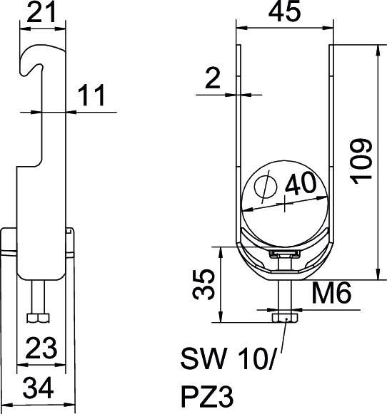 Bügelschelle BS-W1-K-40 ALU