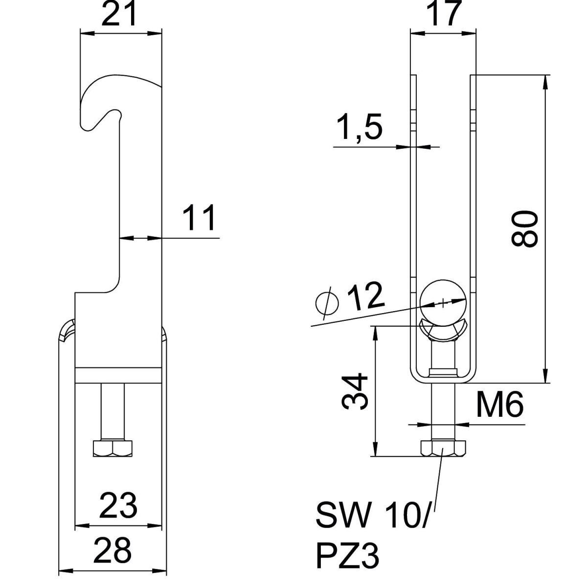 Bügelschelle BS-W1-M-12 FT