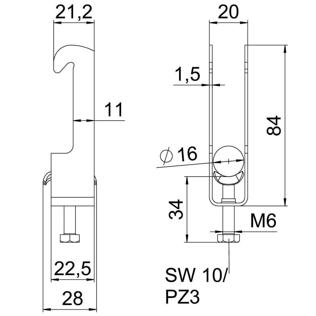 Bügelschelle BS-W1-M-16 FT