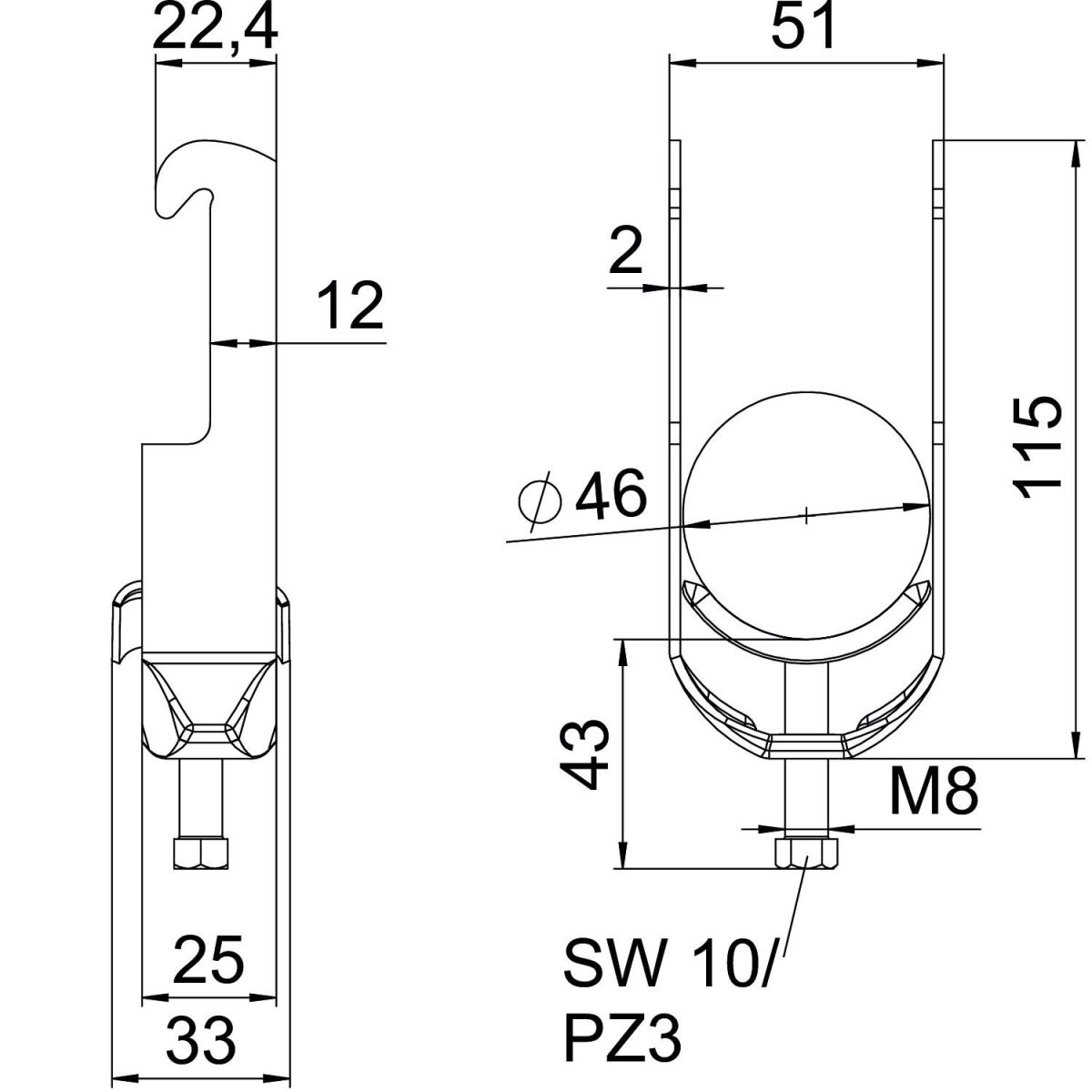 Bügelschelle BS-W1-M-46 FT