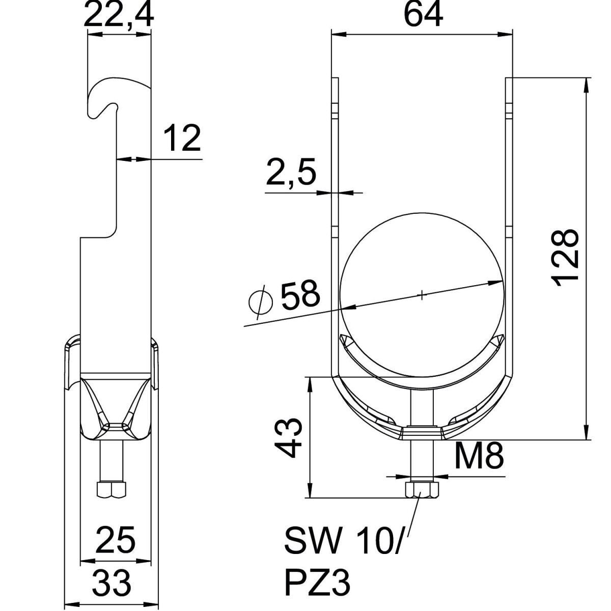 Bügelschelle BS-W1-M-58 FT