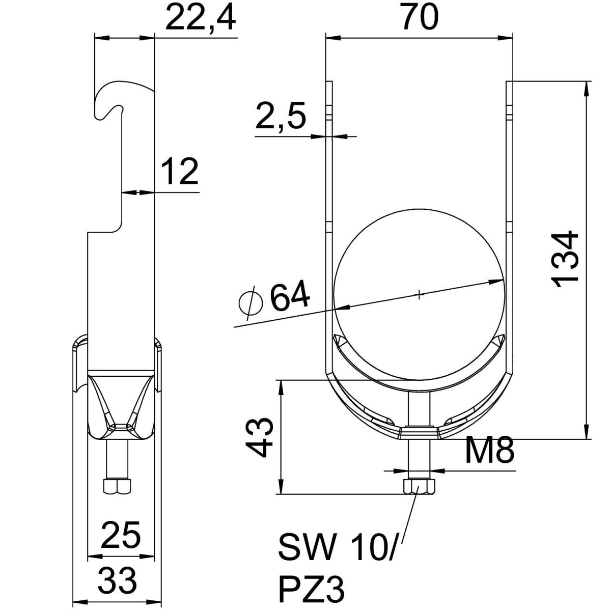 Bügelschelle BS-W1-M-64 FT