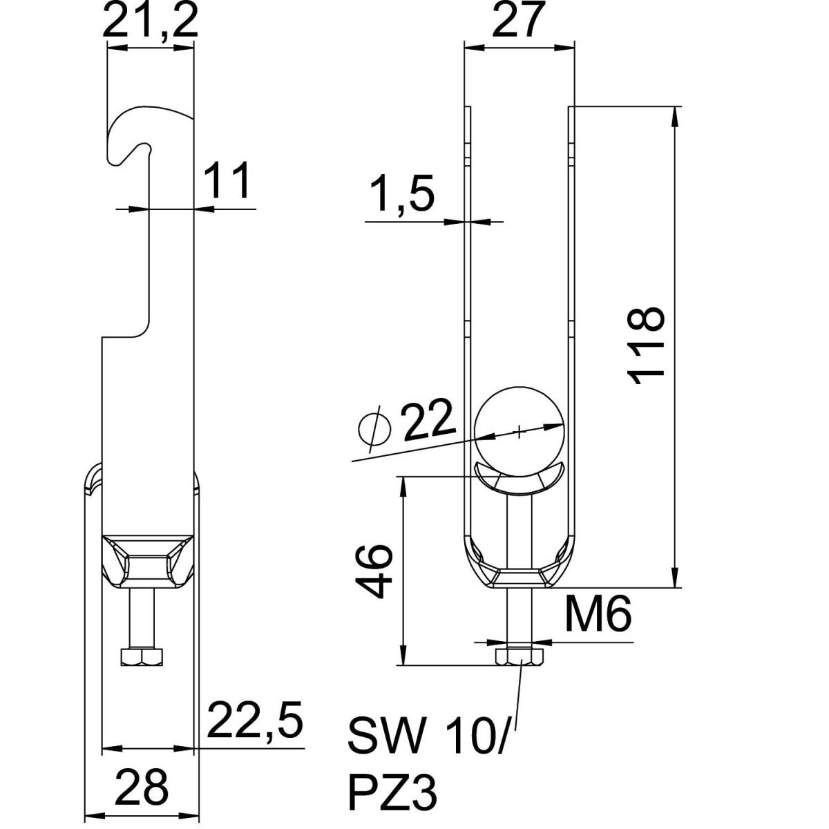 Bügelschelle BS-W2-M-22 FT