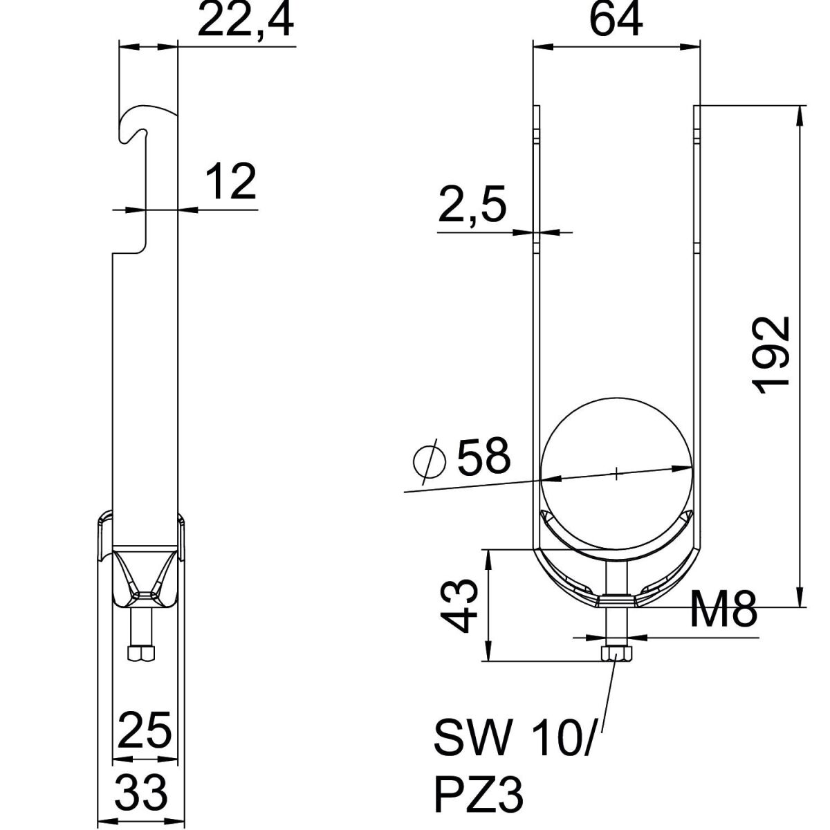 Bügelschelle BS-W2-M-58 FT