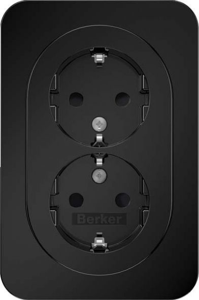SCHUKO-Doppelsteckdose 47592045 schwarz glänzend