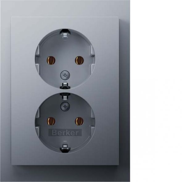 SCHUKO-Doppelsteckdose 47747003 alu matt lackiert