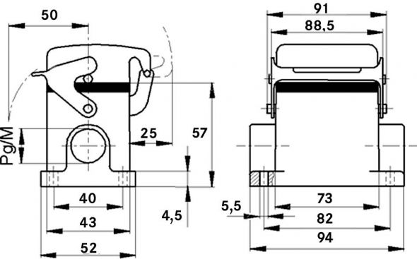 Sockelgehäuse H-B 10 SDR-LB 16 ZW.
