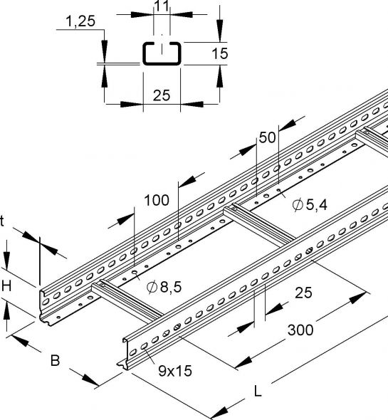 Kabelleiter, 60x400x3000 KL 60.403/3 E5