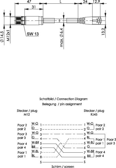 STX M12x1-RJ45 VL 100017250