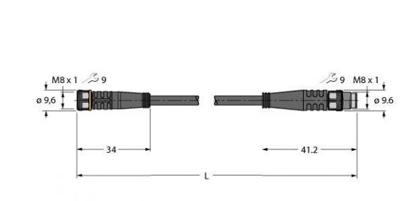 Aktuator-/Sensorleitung PKG3M-0,6-PSG3M/TEL