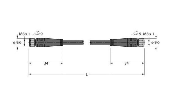 Aktuator- u. Sensorleitung PKGV4M-50-PKGV4M/TFW