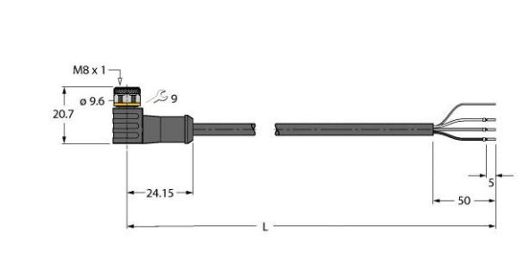 Aktuator- u. Sensorleitung PKWS3M-2/TEL