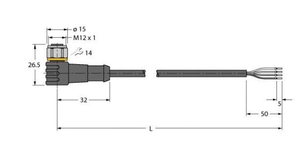 Anschlussleitung WKCV4.4T-P7X2-1/TFW