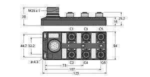 Verteiler passiv TB-6M12-5P3-CS19T