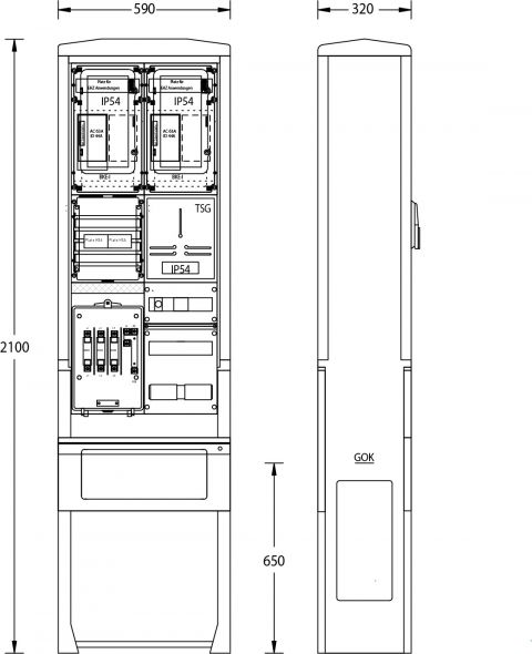Zähleranschlußsäule ZAS-S-2-TSG S.Berlin