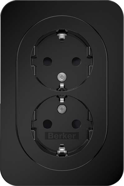 SCHUKO-Doppelsteckdose 47592045 schwarz glänzend