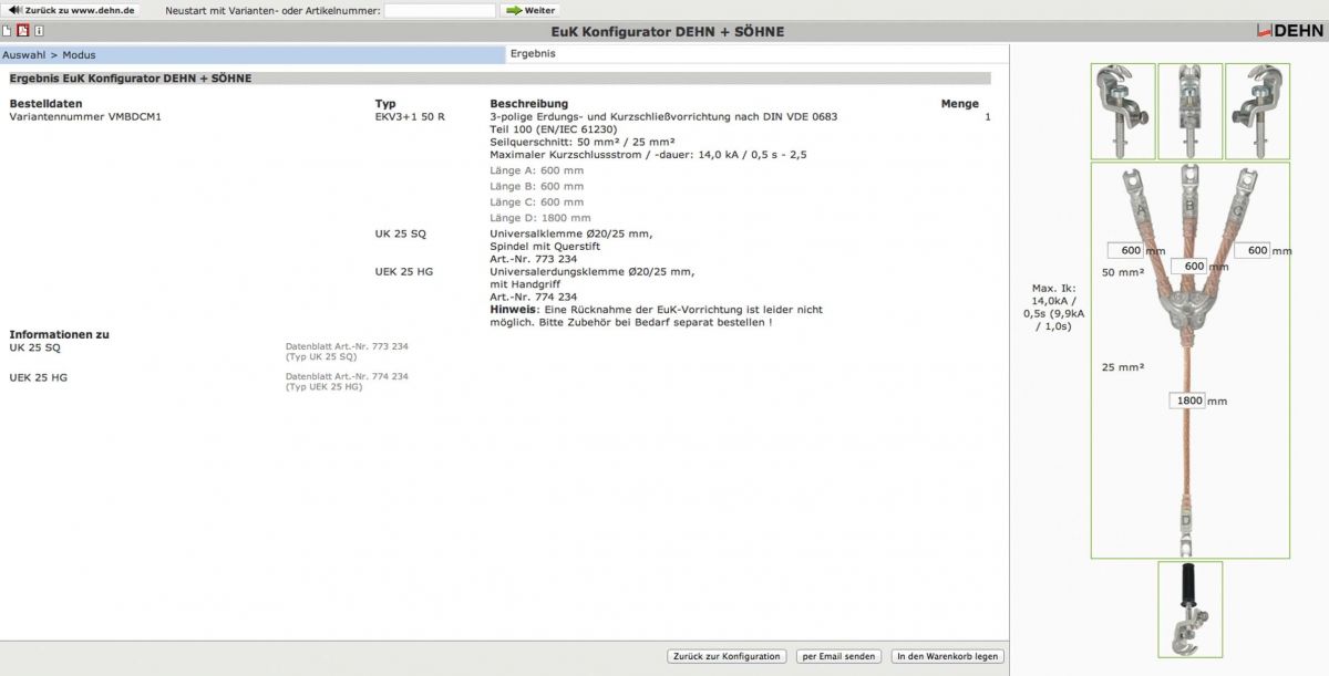 Erdungs u. Kurzschließseil EKV3+150RVMBDCM1