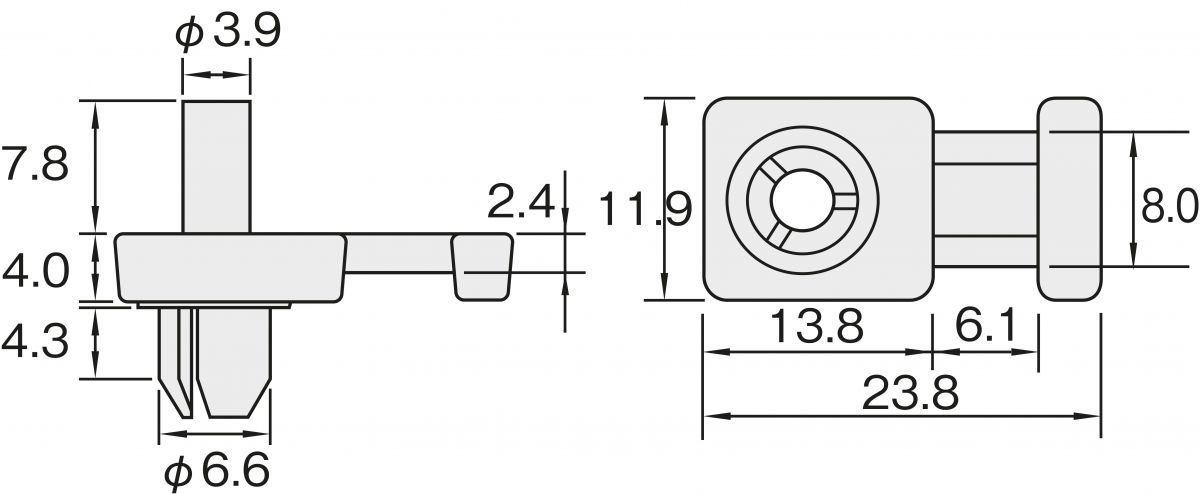 Befestigungssockel LKCRF1 PA66 BK 500