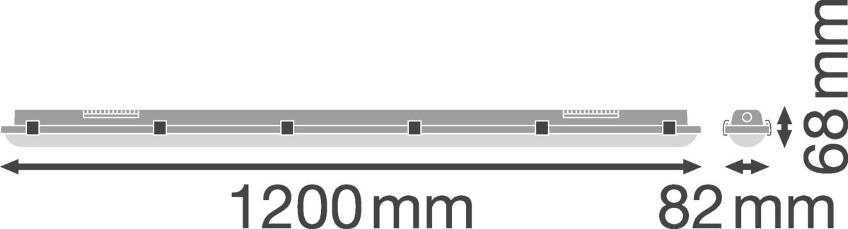 Feuchtraumleuchte DP120018W840IP65GY